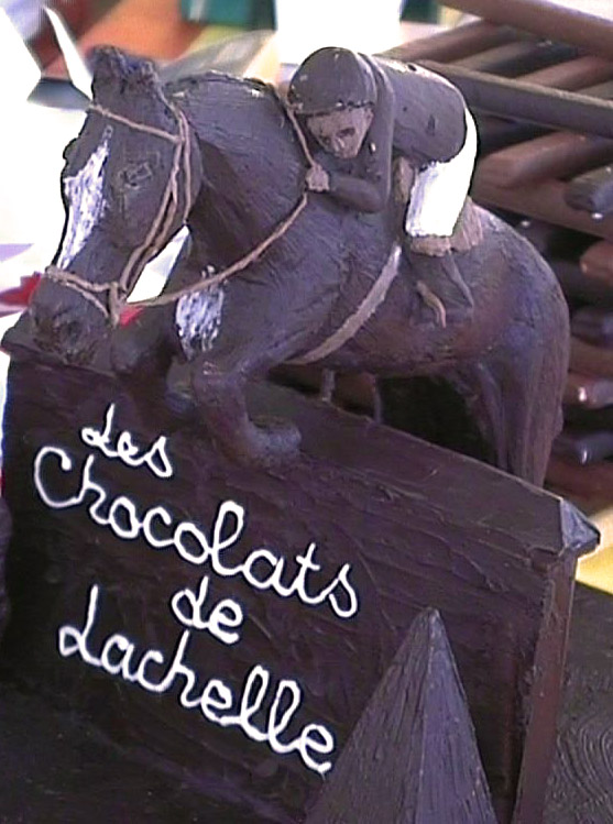 Saut d'obstacle à cheval en chocolat