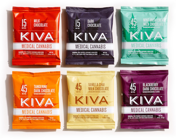 Les mini tablettes de chocoat au canabis de Kiva©