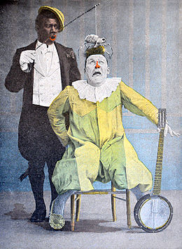 Duo de clowns Foottit et Chocolat, illustration couleur de René Vincent, c.1900©