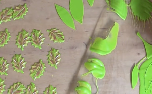 Décoration en chocolat: feuilles vertes